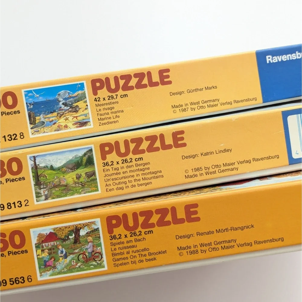 Vtg Otto Maier Verlag Scenic Children Ravensburger Puzzle Lot (60, 80, 200 pc)